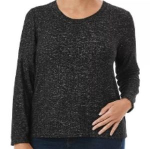 Member's Mark Long Sleeve Cozy Relaxed Fit Crew Neck Top Black